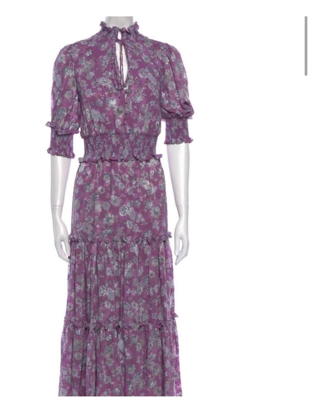 ALEXIS Lavender Floral Short Sleeve Blouson Maxi Medium